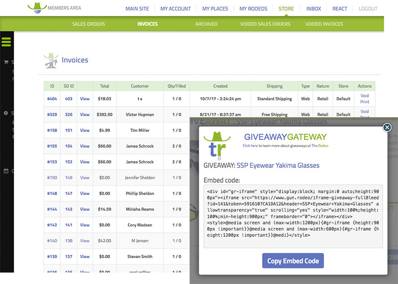 www.The.Rodeo's Giveaway Gateway Platform: Embed your giveaway into the www.The.Rodeo display network